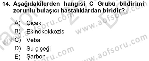 Temel Sağlık Ve Hastalık Bilgisi Dersi 2015 - 2016 Yılı (Final) Dönem Sonu Sınav Soruları 14. Soru