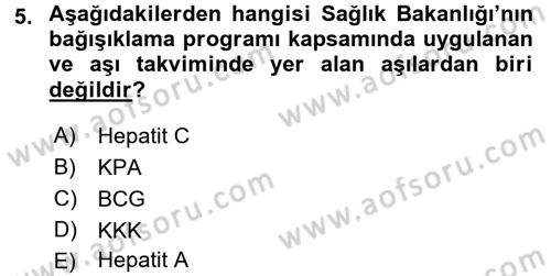 Temel Sağlık Ve Hastalık Bilgisi Dersi 2015 - 2016 Yılı (Final) Dönem Sonu Sınav Soruları 5. Soru