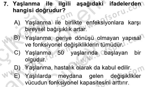 Temel Sağlık Ve Hastalık Bilgisi Dersi 2015 - 2016 Yılı (Final) Dönem Sonu Sınav Soruları 7. Soru