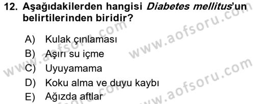 Temel Sağlık Ve Hastalık Bilgisi Dersi 2016 - 2017 Yılı 3 Ders Sınav Soruları 12. Soru