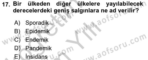 Temel Sağlık Ve Hastalık Bilgisi Dersi 2016 - 2017 Yılı 3 Ders Sınav Soruları 17. Soru