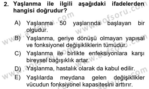 Temel Sağlık Ve Hastalık Bilgisi Dersi 2016 - 2017 Yılı 3 Ders Sınav Soruları 2. Soru