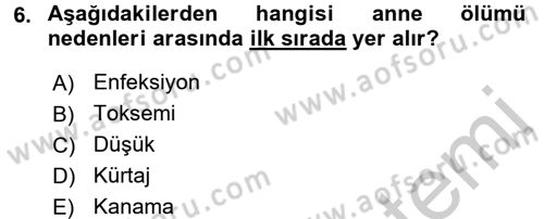 Temel Sağlık Ve Hastalık Bilgisi Dersi 2016 - 2017 Yılı 3 Ders Sınav Soruları 6. Soru