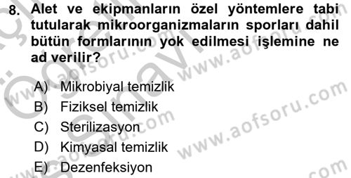 Temel Sağlık Ve Hastalık Bilgisi Dersi 2016 - 2017 Yılı 3 Ders Sınav Soruları 8. Soru