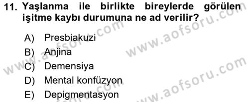 Temel Sağlık Ve Hastalık Bilgisi Dersi 2016 - 2017 Yılı (Vize) Ara Sınav Soruları 11. Soru