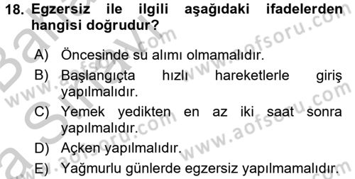Temel Sağlık Ve Hastalık Bilgisi Dersi 2016 - 2017 Yılı (Vize) Ara Sınav Soruları 18. Soru