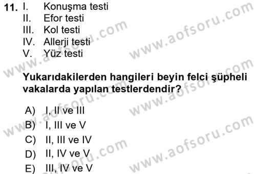 Temel Sağlık Ve Hastalık Bilgisi Dersi 2016 - 2017 Yılı (Final) Dönem Sonu Sınav Soruları 11. Soru