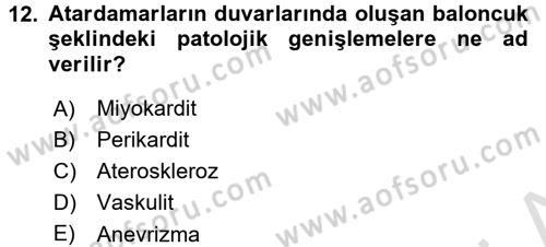 Temel Sağlık Ve Hastalık Bilgisi Dersi 2016 - 2017 Yılı (Final) Dönem Sonu Sınav Soruları 12. Soru