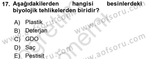 Temel Sağlık Ve Hastalık Bilgisi Dersi 2016 - 2017 Yılı (Final) Dönem Sonu Sınav Soruları 17. Soru