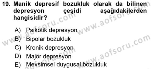 Temel Sağlık Ve Hastalık Bilgisi Dersi 2016 - 2017 Yılı (Final) Dönem Sonu Sınav Soruları 19. Soru