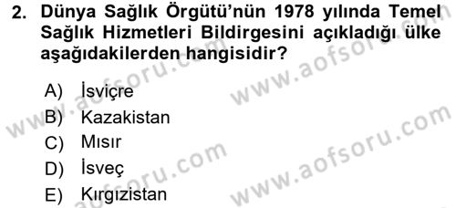 Temel Sağlık Ve Hastalık Bilgisi Dersi 2016 - 2017 Yılı (Final) Dönem Sonu Sınav Soruları 2. Soru