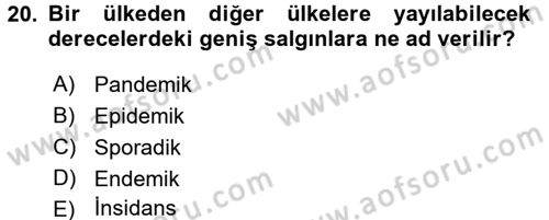 Temel Sağlık Ve Hastalık Bilgisi Dersi 2016 - 2017 Yılı (Final) Dönem Sonu Sınav Soruları 20. Soru