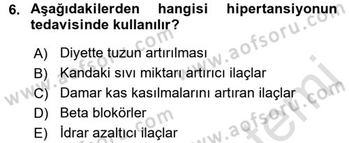 Temel Sağlık Ve Hastalık Bilgisi Dersi 2016 - 2017 Yılı (Final) Dönem Sonu Sınav Soruları 6. Soru