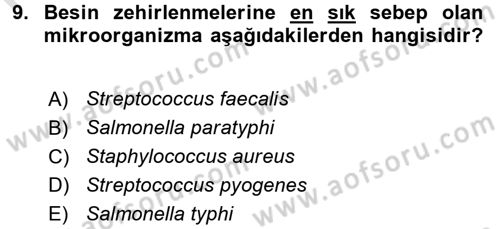 Temel Sağlık Ve Hastalık Bilgisi Dersi 2016 - 2017 Yılı (Final) Dönem Sonu Sınav Soruları 9. Soru