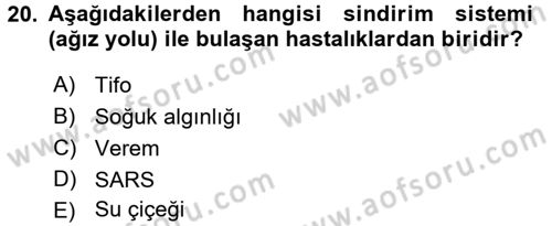 Temel Sağlık Ve Hastalık Bilgisi Dersi 2017 - 2018 Yılı 3 Ders Sınav Soruları 20. Soru