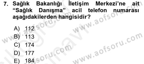 Temel Sağlık Ve Hastalık Bilgisi Dersi 2017 - 2018 Yılı 3 Ders Sınav Soruları 7. Soru