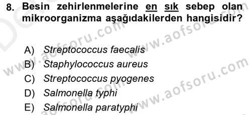 Temel Sağlık Ve Hastalık Bilgisi Dersi 2017 - 2018 Yılı 3 Ders Sınav Soruları 8. Soru