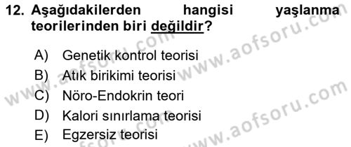 Temel Sağlık Ve Hastalık Bilgisi Dersi 2017 - 2018 Yılı (Vize) Ara Sınav Soruları 12. Soru