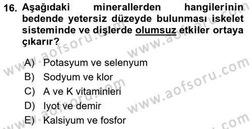 Temel Sağlık Ve Hastalık Bilgisi Dersi 2017 - 2018 Yılı (Vize) Ara Sınav Soruları 16. Soru