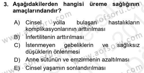 Temel Sağlık Ve Hastalık Bilgisi Dersi 2017 - 2018 Yılı (Vize) Ara Sınav Soruları 3. Soru