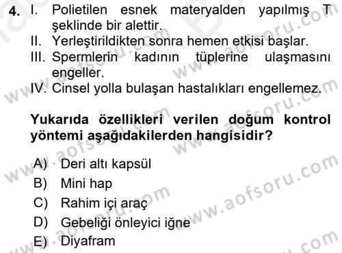 Temel Sağlık Ve Hastalık Bilgisi Dersi 2017 - 2018 Yılı (Vize) Ara Sınav Soruları 4. Soru