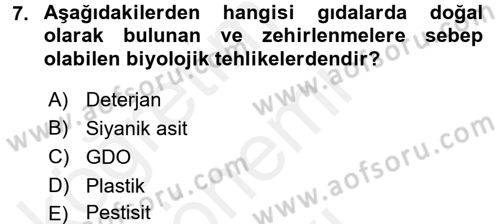 Temel Sağlık Ve Hastalık Bilgisi Dersi 2017 - 2018 Yılı (Final) Dönem Sonu Sınav Soruları 7. Soru