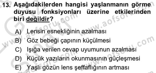 Temel Sağlık Ve Hastalık Bilgisi Dersi 2021 - 2022 Yılı (Vize) Ara Sınav Soruları 13. Soru