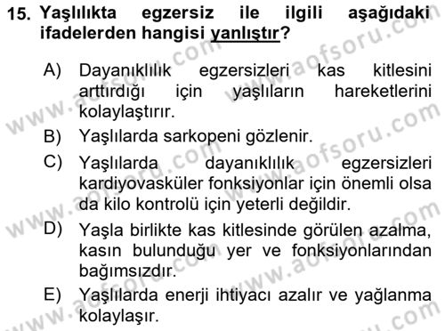 Temel Sağlık Ve Hastalık Bilgisi Dersi 2021 - 2022 Yılı (Vize) Ara Sınav Soruları 15. Soru
