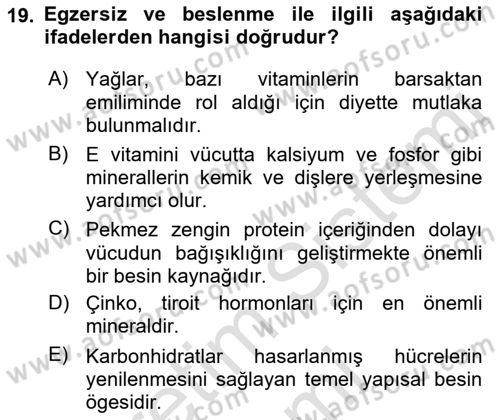 Temel Sağlık Ve Hastalık Bilgisi Dersi 2021 - 2022 Yılı (Vize) Ara Sınav Soruları 19. Soru