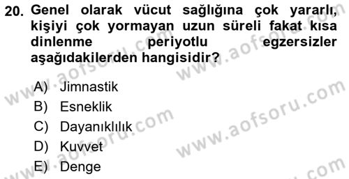 Temel Sağlık Ve Hastalık Bilgisi Dersi 2021 - 2022 Yılı (Vize) Ara Sınav Soruları 20. Soru