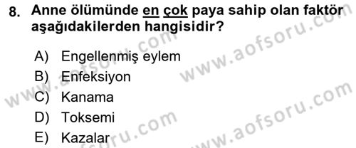 Temel Sağlık Ve Hastalık Bilgisi Dersi 2021 - 2022 Yılı (Vize) Ara Sınav Soruları 8. Soru