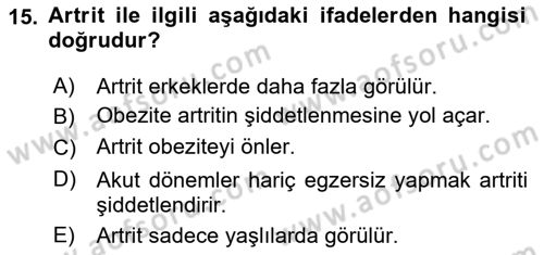 Temel Sağlık Ve Hastalık Bilgisi Dersi 2021 - 2022 Yılı (Final) Dönem Sonu Sınav Soruları 15. Soru