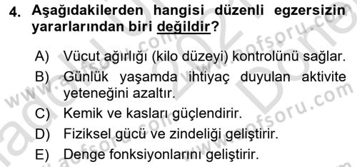 Temel Sağlık Ve Hastalık Bilgisi Dersi 2021 - 2022 Yılı (Final) Dönem Sonu Sınav Soruları 4. Soru