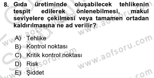 Temel Sağlık Ve Hastalık Bilgisi Dersi 2021 - 2022 Yılı (Final) Dönem Sonu Sınav Soruları 8. Soru