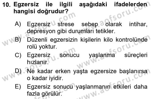 Temel Sağlık Ve Hastalık Bilgisi Dersi 2022 - 2023 Yılı (Vize) Ara Sınav Soruları 10. Soru