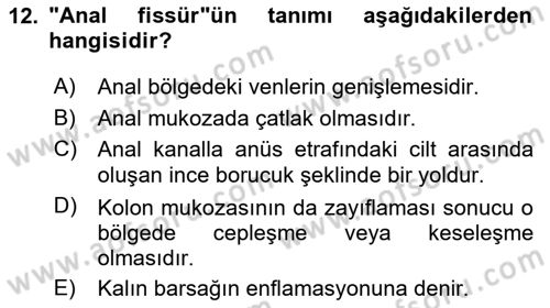 Temel Sağlık Ve Hastalık Bilgisi Dersi 2022 - 2023 Yılı (Vize) Ara Sınav Soruları 12. Soru