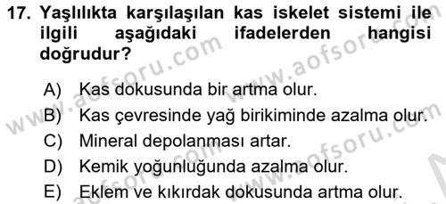Temel Sağlık Ve Hastalık Bilgisi Dersi 2022 - 2023 Yılı (Vize) Ara Sınav Soruları 17. Soru