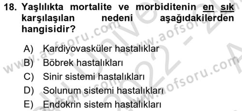 Temel Sağlık Ve Hastalık Bilgisi Dersi 2022 - 2023 Yılı (Vize) Ara Sınav Soruları 18. Soru