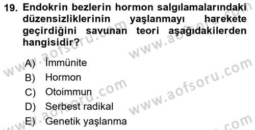Temel Sağlık Ve Hastalık Bilgisi Dersi 2022 - 2023 Yılı (Vize) Ara Sınav Soruları 19. Soru