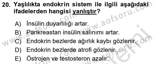 Temel Sağlık Ve Hastalık Bilgisi Dersi 2022 - 2023 Yılı (Vize) Ara Sınav Soruları 20. Soru