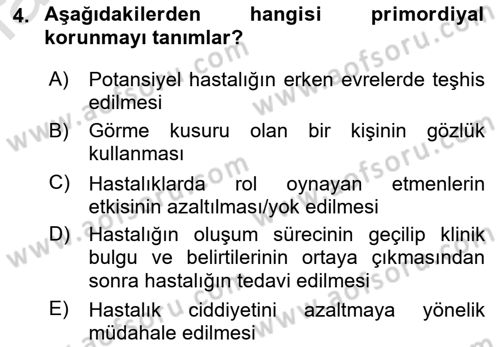 Temel Sağlık Ve Hastalık Bilgisi Dersi 2022 - 2023 Yılı (Vize) Ara Sınav Soruları 4. Soru