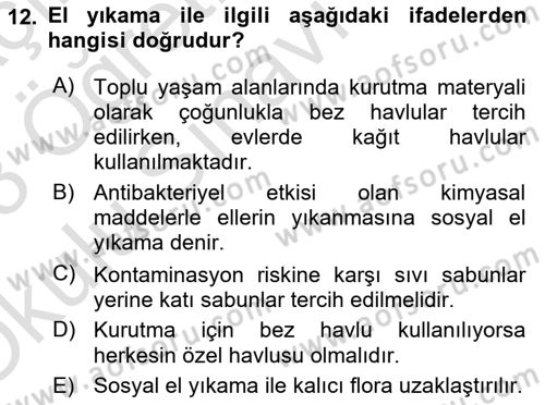 Temel Sağlık Ve Hastalık Bilgisi Dersi 2022 - 2023 Yılı Yaz Okulu Sınav Soruları 12. Soru