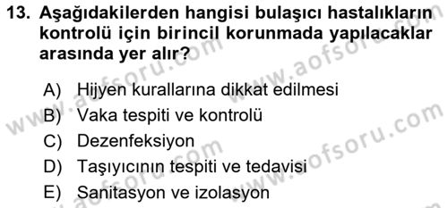 Temel Sağlık Ve Hastalık Bilgisi Dersi 2022 - 2023 Yılı Yaz Okulu Sınav Soruları 13. Soru