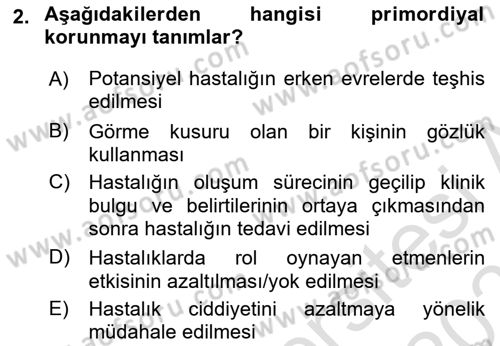 Temel Sağlık Ve Hastalık Bilgisi Dersi 2022 - 2023 Yılı Yaz Okulu Sınav Soruları 2. Soru