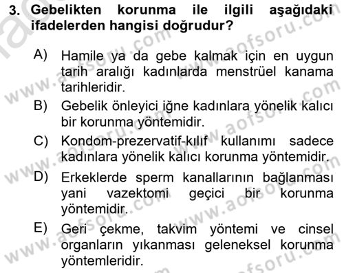 Temel Sağlık Ve Hastalık Bilgisi Dersi 2022 - 2023 Yılı Yaz Okulu Sınav Soruları 3. Soru