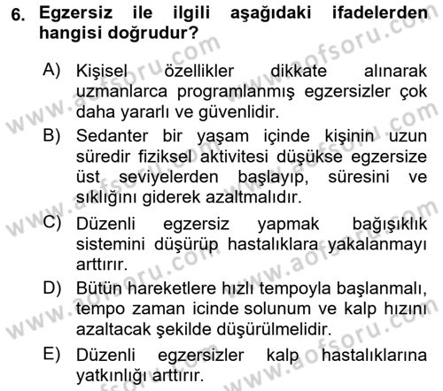 Temel Sağlık Ve Hastalık Bilgisi Dersi 2022 - 2023 Yılı Yaz Okulu Sınav Soruları 6. Soru
