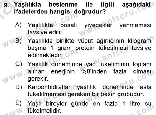 Temel Sağlık Ve Hastalık Bilgisi Dersi 2022 - 2023 Yılı Yaz Okulu Sınav Soruları 9. Soru