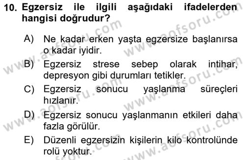 Temel Sağlık Ve Hastalık Bilgisi Dersi 2023 - 2024 Yılı (Vize) Ara Sınav Soruları 10. Soru