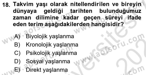 Temel Sağlık Ve Hastalık Bilgisi Dersi 2023 - 2024 Yılı (Vize) Ara Sınav Soruları 18. Soru