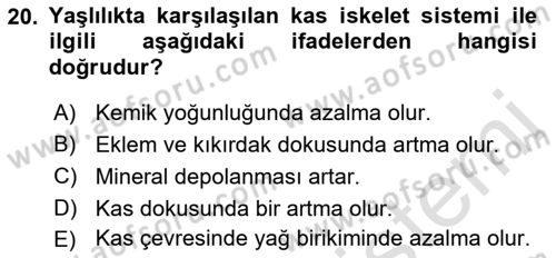 Temel Sağlık Ve Hastalık Bilgisi Dersi 2023 - 2024 Yılı (Vize) Ara Sınav Soruları 20. Soru